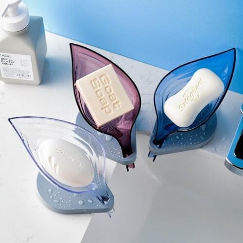 1PC Maple Leaf Design PVC Soap Box Punch-free Strong Adhesive Soap Dishes Soap Cases Bathroom Drain Soap Holder Tray Accessories