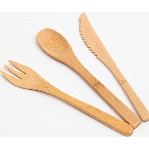 3Pcs/Set Eco-friendly Japanese Portable Cutlery Set Bamboo Dinnerware Set Knife Fork Dinner Tableware Set SN2125
