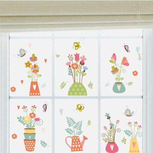 3d vivid colorful flower grass butterfly Skirting Line Floral diy home decal wall sticker Furniture kitchen window wedding