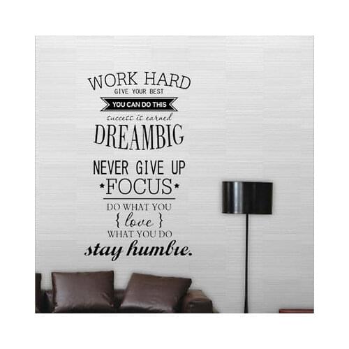 42*74cm Work Hard Dream Big Wall Quote Photo Frame Decals Stickers Decor Art Home Decor