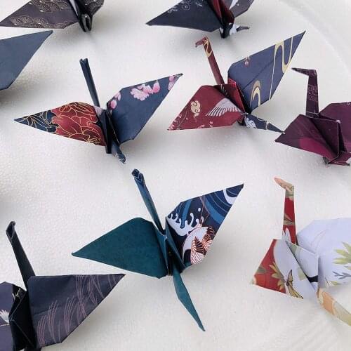 50Pcs Big Size 5.9" Permade Origami Paper Cranes Fold Origami Cranes Handmade DIY Bird Garlands for Wedding Party Birthday Baby