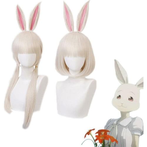 Anime Beastars Cosplay Wigs Haru Wig Bunny Short BOBO Hair Girls Cute Wig Rabbit Ears Synthetic Hair Long Wigs Party Women Girls