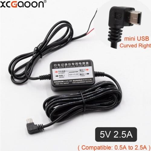 XCGaoon 10 Piece Car DC Converter Module Input 12V 24V Ouput 5V 2.5A With Mini USB Cable (Curved Right) Low Voltage Protection