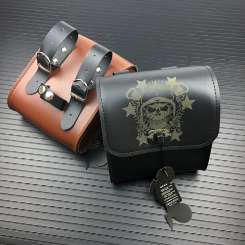 Black/Brown PU Leather Motorcycle Luggage Tool Side Bag Saddlebag Tool Bag Universal Fit For Harley Honda Suzuki Kawasaki