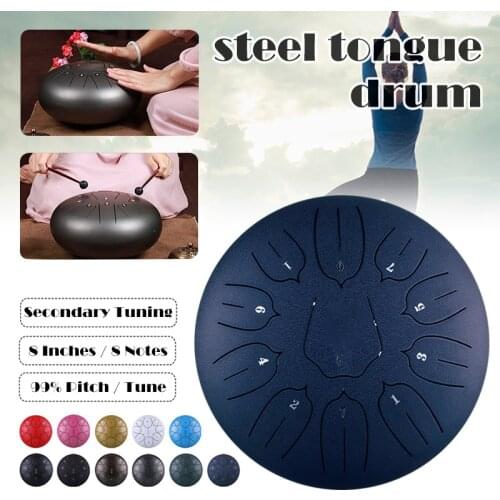 6in 8-Tone Steel Tongue Drum C Key Percussion Instrument Handpan Drum with Mallets SAL99