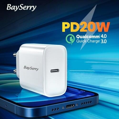 BaySerry 20W USB PD Fast Charger For iPhone 12 11 Pro Max Quick Charge QC 3.0 USB Type-C Phone For Samsung Xiaomi EU Plug Charge