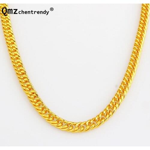 High Quality 90CM 7.5mm Hip Hop Mens Herringbone Golden Cuban Chain NecklaceS Chunky Chain Boys Rapper NightClub DJ Jewelry