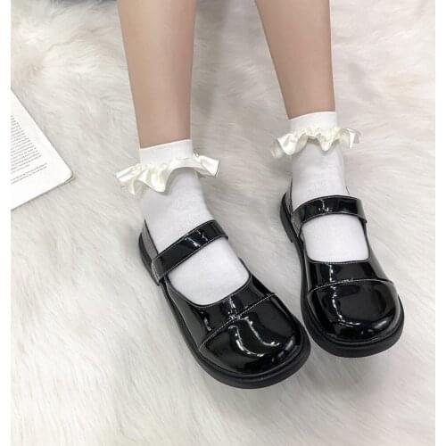Spring Autumn Lolita Shoes Women Flats Mary Janes Patent Leather Oxford Shoes Black Girls Retro Casual Shoes zapatos muje 8139G