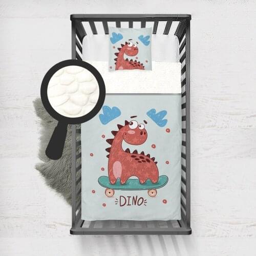 Kids Minky Blanket Super Soft and Warm Blankets Children for Couch and Bed Red Dinosaur Cute Model 1333