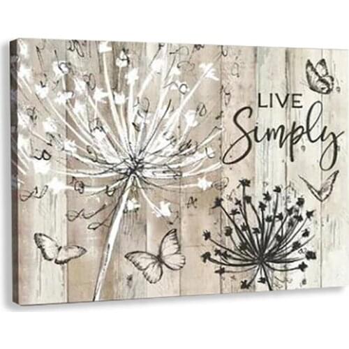 Farmhouse Dandelion Canvas Live Simply Motivation Painting Home Decor Wall Art Pictures Room Posters And Prints For Living Room