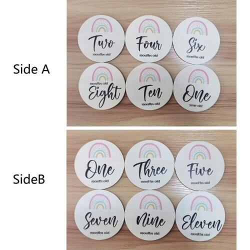 6 Pcs/Set Newborn Birth Monthly Recording Card Baby Rainbow Month Milestone Card