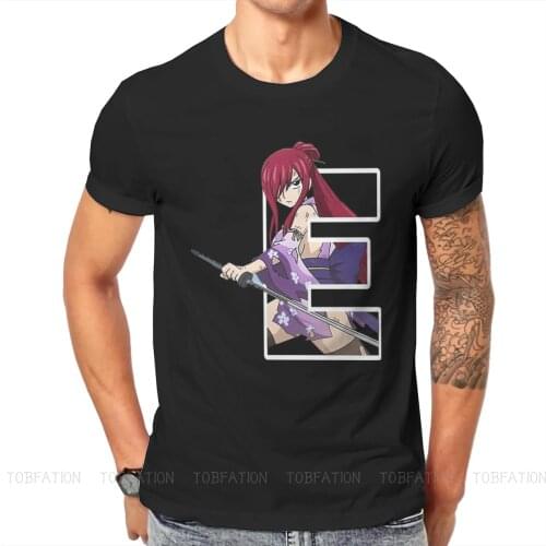 Erza Letter E Mans TShirt Fairy Tail Anime Dragneel Lucy Happy Crewneck Tops Fabric T Shirt Funny Top Quality Gift Idea