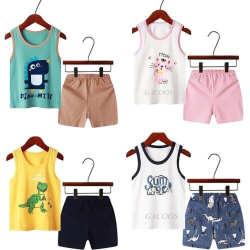 Cotton Summer Baby Girls Pajamas Sets Kids Pyjamas Pijamas Infantil Childrens Cartoon Pyjama Sets Pyjamas Kids Boys Sleepwear