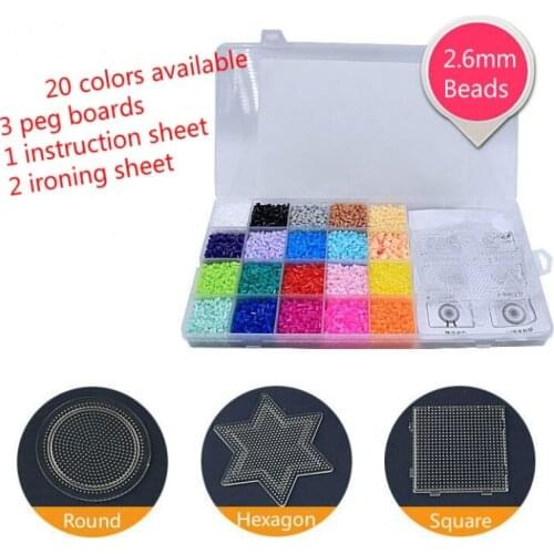 JINLETON 20Colors Hama Beads 2.6mm Refill Pack 3 pegboards Stater Kit DIY Kids Education Toys High Quality Guarantee Gift
