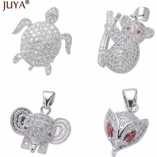 Juya Hot Fashion Charms Pendants For Jewelry Making Cute Turtle/Bear/Elephant/Fox Animals Charms Trendy Heart Flower Charms