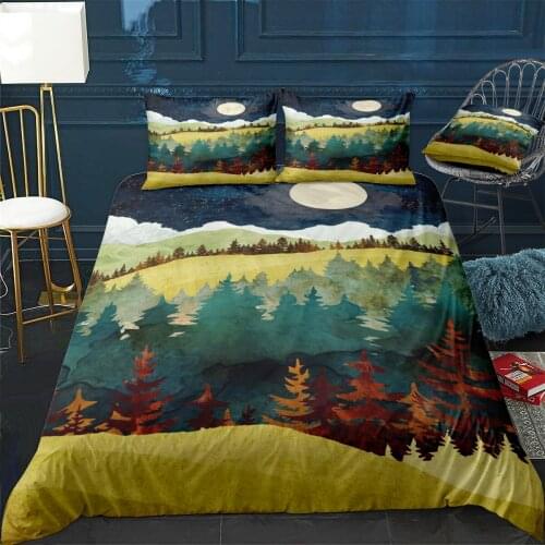 Autumn Moon Quilt Cover Pillowcase 3Piece Comforter Bedding Set With Pillow Case Single Double Duvet Cover Home Decora