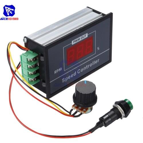Diymore DC 6-60V 30A Digital LED Display 0-100% DC 12V 24V 48V Motor Speed Controller PWM with B100K Rotary Poteniometer Switch