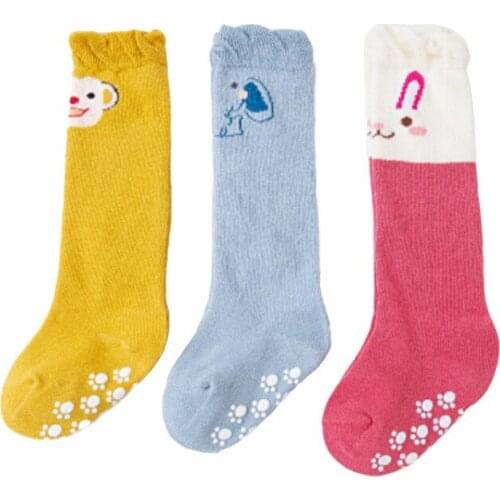Lawadka 3Pairs/lot Autumn Winter Infant Baby Boy Girl Sock Anti Slip Cartoon Cotton Newborn Socks for Girls Age for 3M-24M 2020