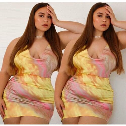 2021 Summer New Style Plus Size Womens Clothing Print Sexy Fashion Dress Women