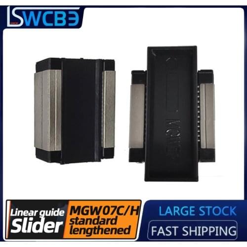 Miniature Linear Guide Standard Square Slider Slide Rail Linear Rail Bearing MGW7C/MGW7H Slider, Stainless Steel Wide Type