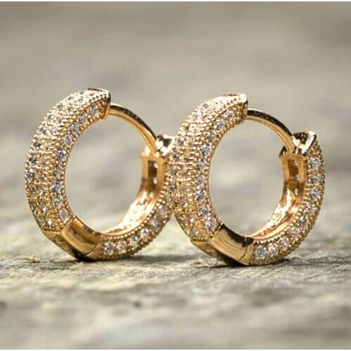 Huitan Cool Mens Hoop Earrings 3 Colors Available Hip Hop Rock Style Shiny CZ Earrings Statement Jewelry for Male Drop Shipping
