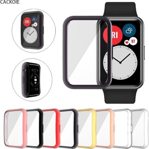 TPU Soft Protective Cover For Huawei Watch Fit Case Full Screen Protector Shell Silicone Plated Cases For Huawei Fit Smart Watch
