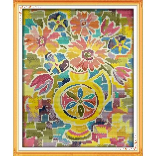 DIY Beautiful flower cross stitch kits Chrysanthemum 11CT 14CT count printing cross stitch pattern embroidery set needlework kit