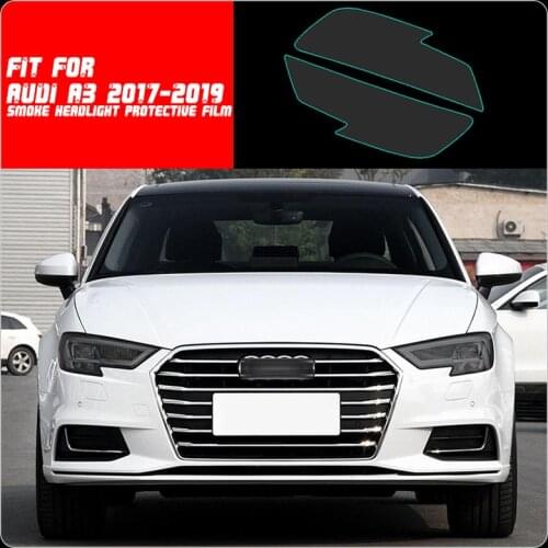 New Car LH+RH Smoke TPU Headlights Protective Precut Film Sticker Cover Trim Fit For Audi A3 2017-2019