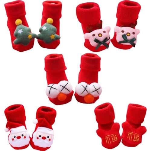 New Newborn Baby Socks For Christmas Non-slip Boys and Girls Baby Socks