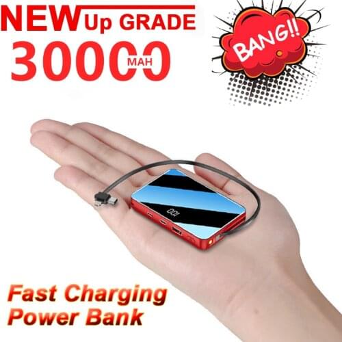 Mini Portable 30000MAh PowerBank Charger 2USB Port Digital Display Outdoor Safe Emergency Fast Charger For Xiaomi IPhone Samsumg