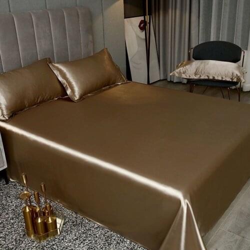 3Pcs/Set 2021 New Band Bed Sheet Wine Red Solid Color Smooth Top Sheets for Home 2 Size Bed Linen Satin Bed Sheet Sets