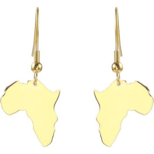 RIR Stainless Steel Shape of Africa map Jewelry Laser Cut Tribal ethnic African Drop Earrings Fashion Accessories Gift for Her