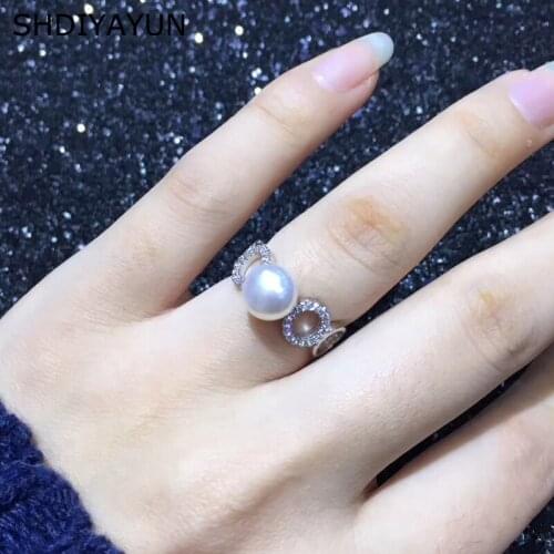 SHDIYAYUN Personalized Fine Pearl Ring Jewelry Natural Freshwater Pearl Hollow Out Rings 925 Sterling Silver For Women Wholesale