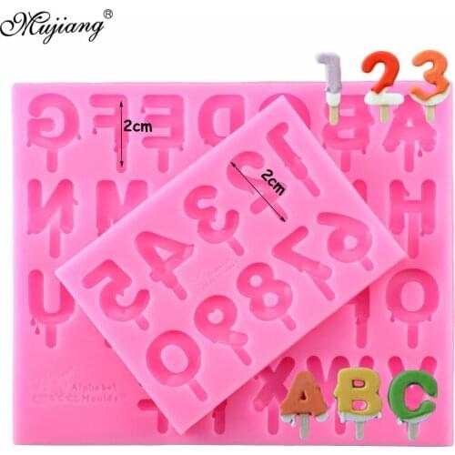 Mujiang Capital Letter Number Silicone Mold Lollipop Candy Fondant Molds Party Cake Decorating Tools Chocolate Gumpaste Moulds