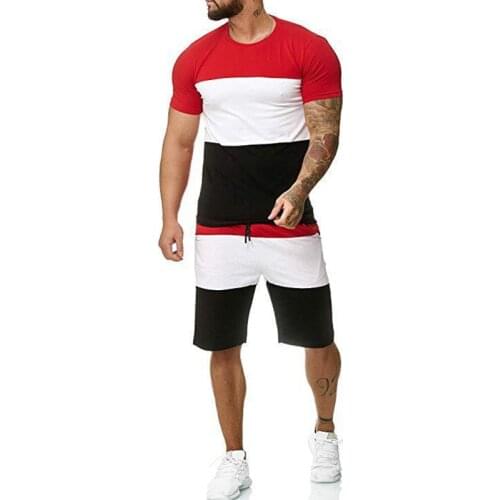 Sportswear Casual Shorts Set Summer Male Short Tracksuit Short-sleeved Outdoor Sports Leisure Color Matching T-sleeve Mens Suit