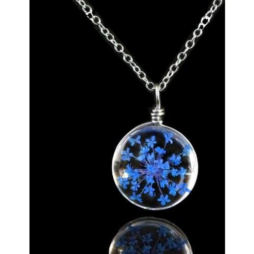 Glass Choker Wedding Jewelry with Chain Fashion Dried Flower Glass Ball Necklace Pendant Women Chain Necklace for Women