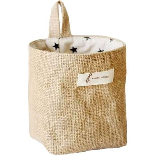Storage Bag Cotton Hemp Creative Desktop Wall Hanging Storage Grocery Hanging Bag Environmental Protection Pen Holder Flowerpot