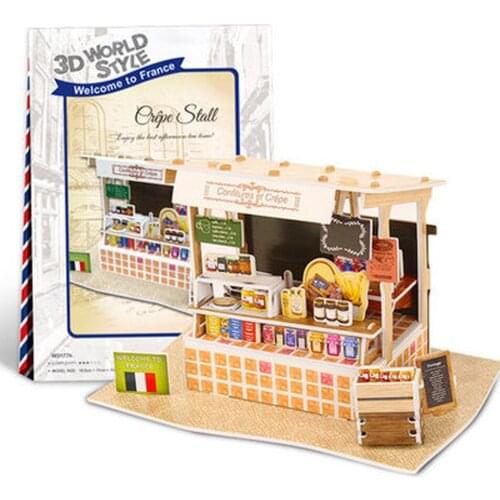 T71 3D Puzzle Biscuits stall DIY Creative gift Educational toys World style tour construction paper model