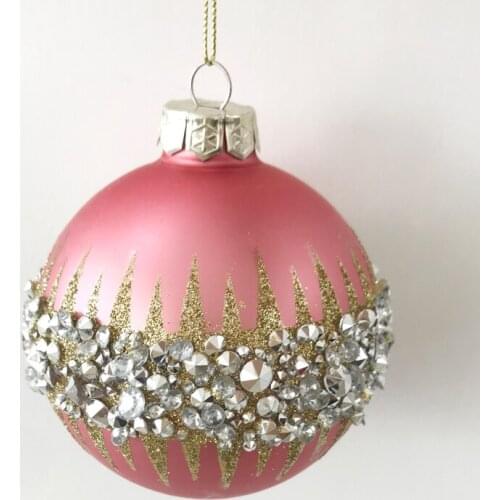 Christmas Tree Ornament Glass small shopping mall display window foreign trade 9cm diamond ring powder ball