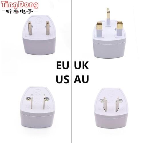 TingDong Universal US UK AU To EU Plug USA To Euro Europe Travel Wall AC Power Charger Outlet Adapter Converter 2 Round Pin Soc