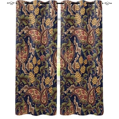 European Retro Pattern Window Interior Curtain Valance Door Room Drape for Kitchen Living Room Bedroom Decoration Curtains