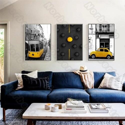 Modern Style Canvas Painting Wall Poster Suburban Landscape with Letters Painting for Living Room Bedroom Sofa Background Decora