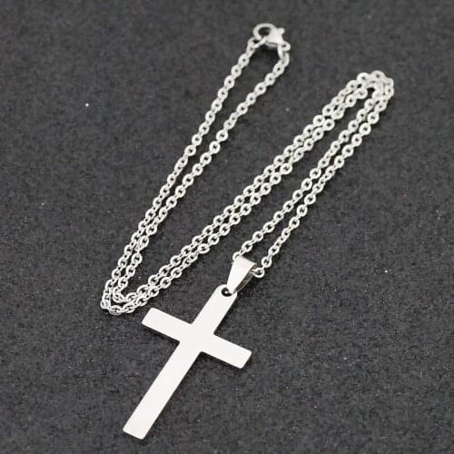 Women Fashion Christian Stainless Steel Cross Necklace Men Prayer Jewelry Friend Gift
