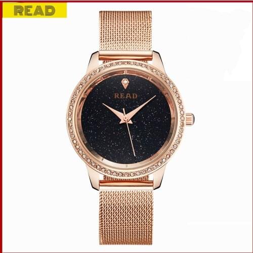 Top Brand Luxury Starry Sky Diamond Womens Fashion Quartz Watch Casual Stainless Steel Mesh Strap Waterproof Watches For Women