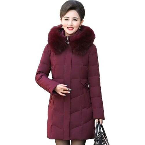 2019 Plus Size 5XL Thicken Coat Women Fox Fur Collar White Duck Down Coats Down Jacket Female Winter Parkas LM228