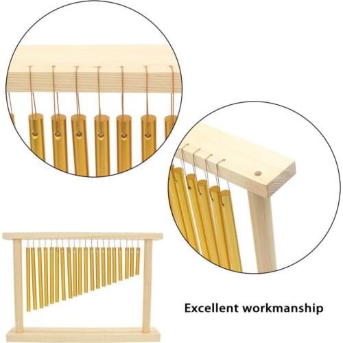 1 Set Handcrafted Windchime Golden Bars W/ Stick 20 Tones Desktop Hand Percussion Toy Gift