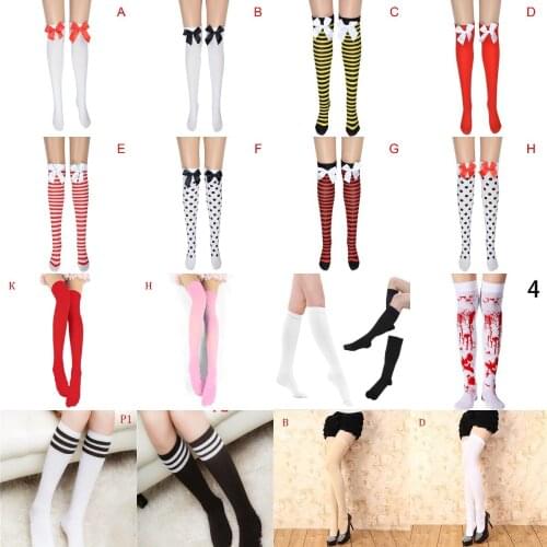 1Pair Fashion Striped Knee Socks Bow Sexy Socks Striped Long Socks Long Stockings Warm Thigh High Socks For Ladies Girls New