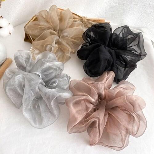 1PC Oversized Hair Scrunchies For Women Solid Satin Silk Scrunchie Hair Rubber Bands Elastic Hair Accessories Ponytail Holder