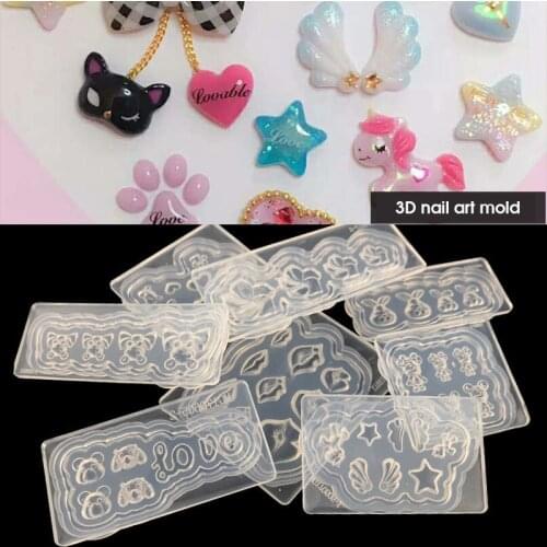 1 pcs latest reusable acrylic resin Silicone nail art mold Nail art template Nail gemstone jewelry Maker soft mold Nail DIY tool