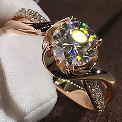 10K Au417 Rose Gold Women Wedding Party Engagement Ring 1 2 3 4 5 Carat Round Moissanite Diamond Ring Cross Classic Trendy